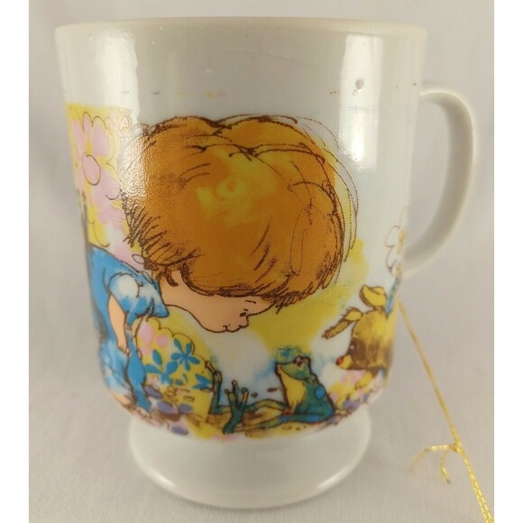 Gibson Other - Vintage Gibson Happiness Coffee Tea Cup Little Boy Frog Rabbit Slingshot 70s